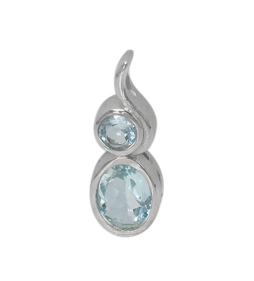 Unique Blue Topaz Pendant, Sterling Silver